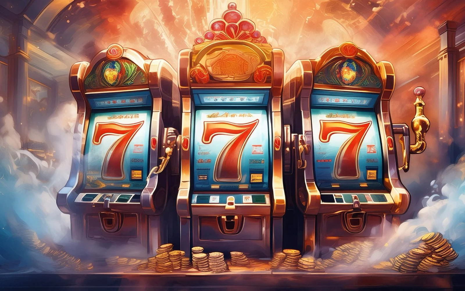 ภาพเกมสล็อตสำหรับอธิบายผลรอบและสถานะการเล่นบน m358